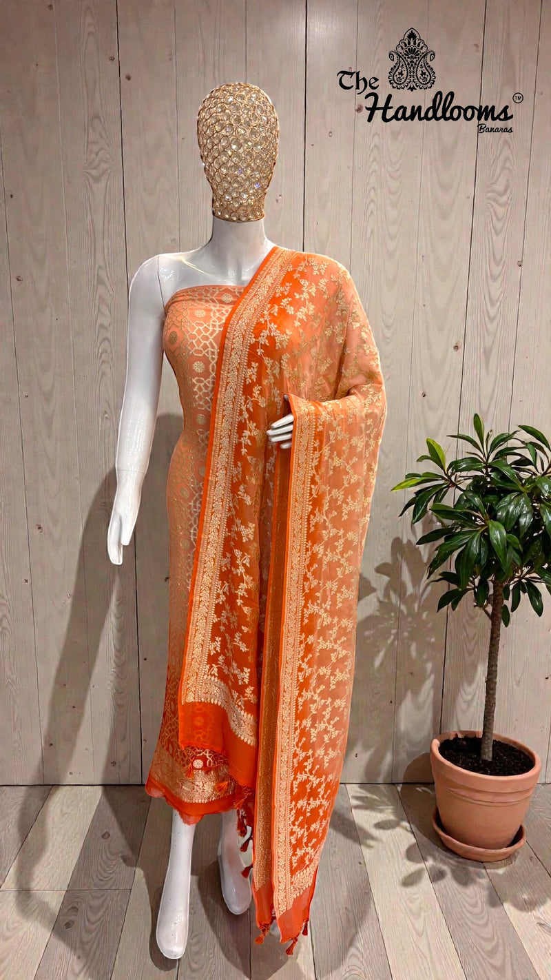 Khaddi Georgette Banarasi Dress material Water Zari