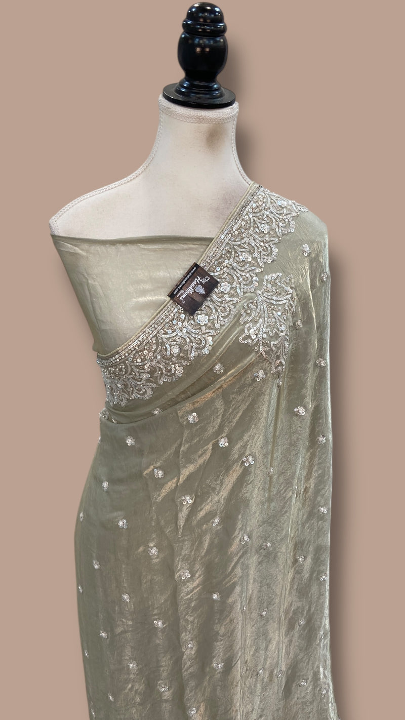 Tissue Silk Banarasi Saree With Handwork