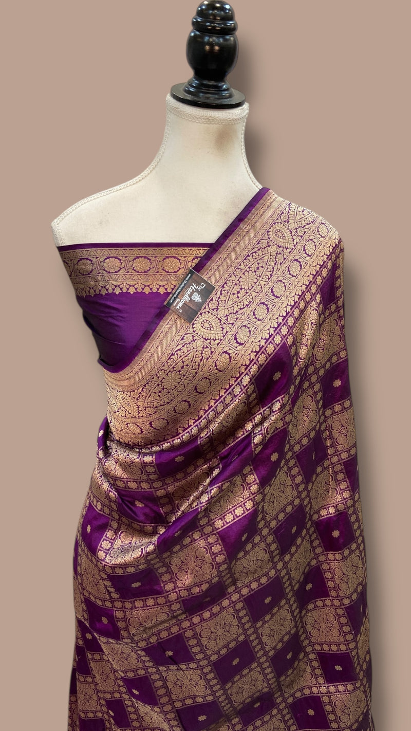 Pure Katan Silk Banarasi Handloom Saree - All Over Jaal Work
