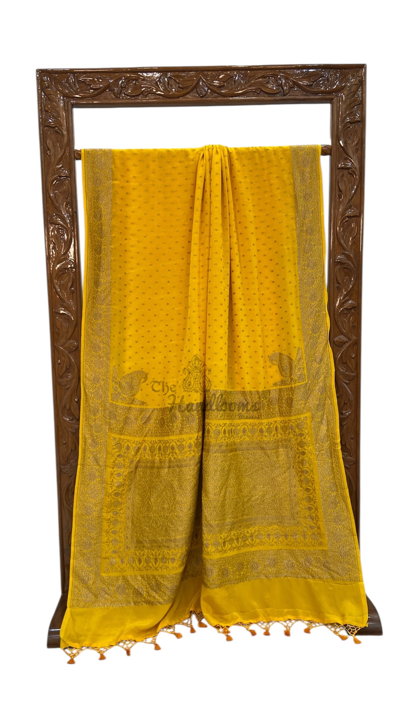 Pure Khaddi Crepe Georgette Handloom Banarasi Saree