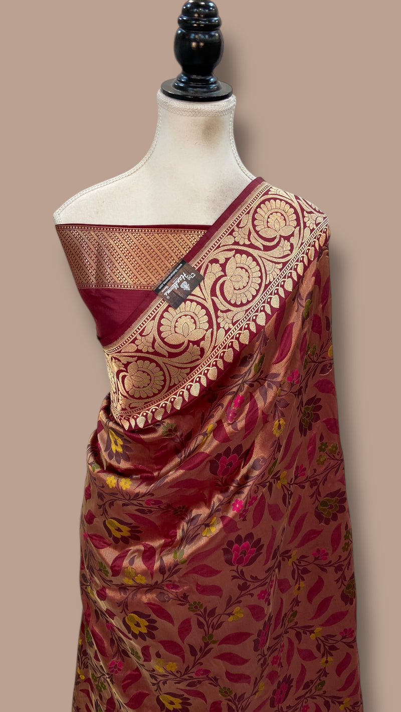 Regal Pure Katan Silk Banarasi Saree – Handwoven Tanchui Brocade With Meenakari Jaal Work