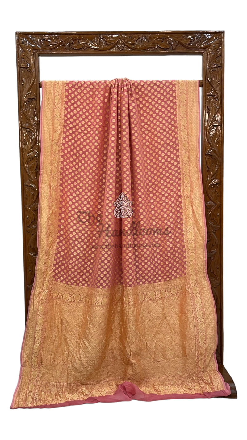 Pure Khaddi Georgette Banarasi Saree -  Gold zari - The Handlooms