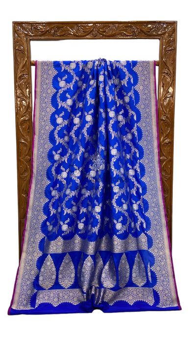 Pure Katan Silk Banarasi Handloom Saree - All over Sona Roopa Jaal work