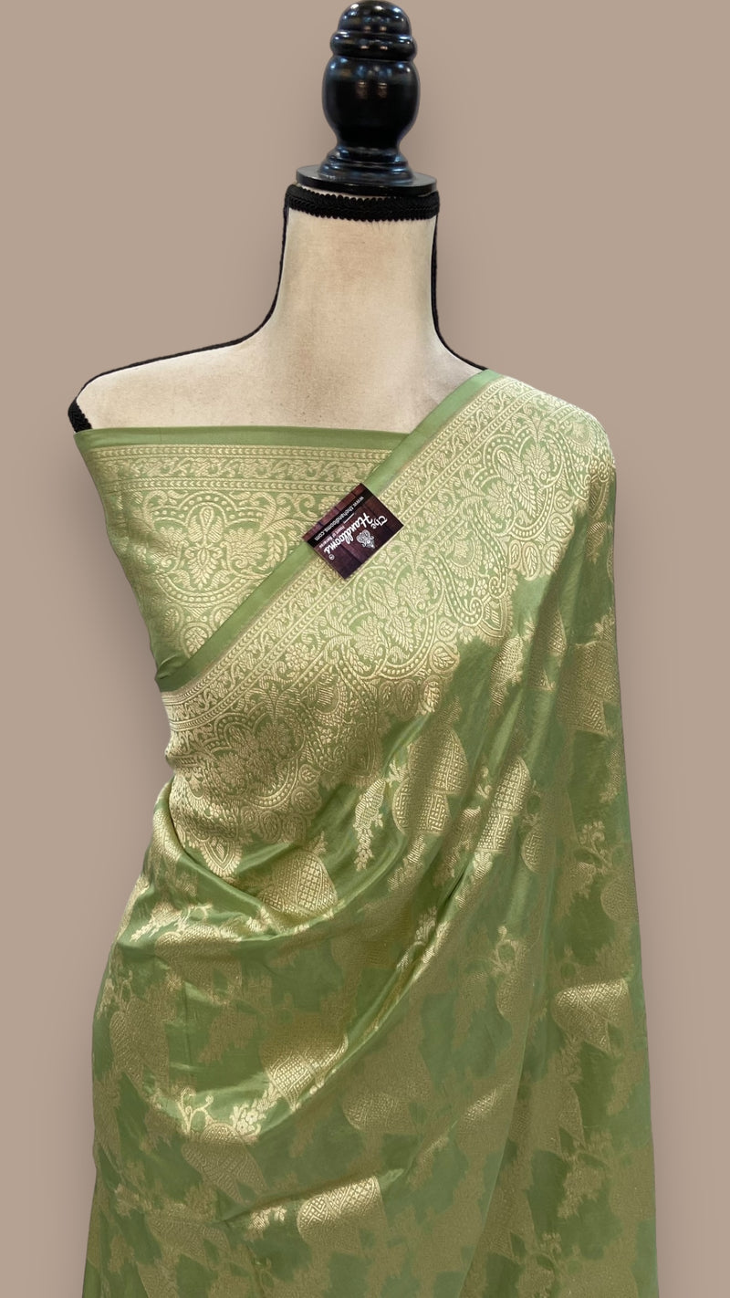 Pure Katan Silk Banarasi Handloom Saree - All Over Jaal Work - The Handlooms