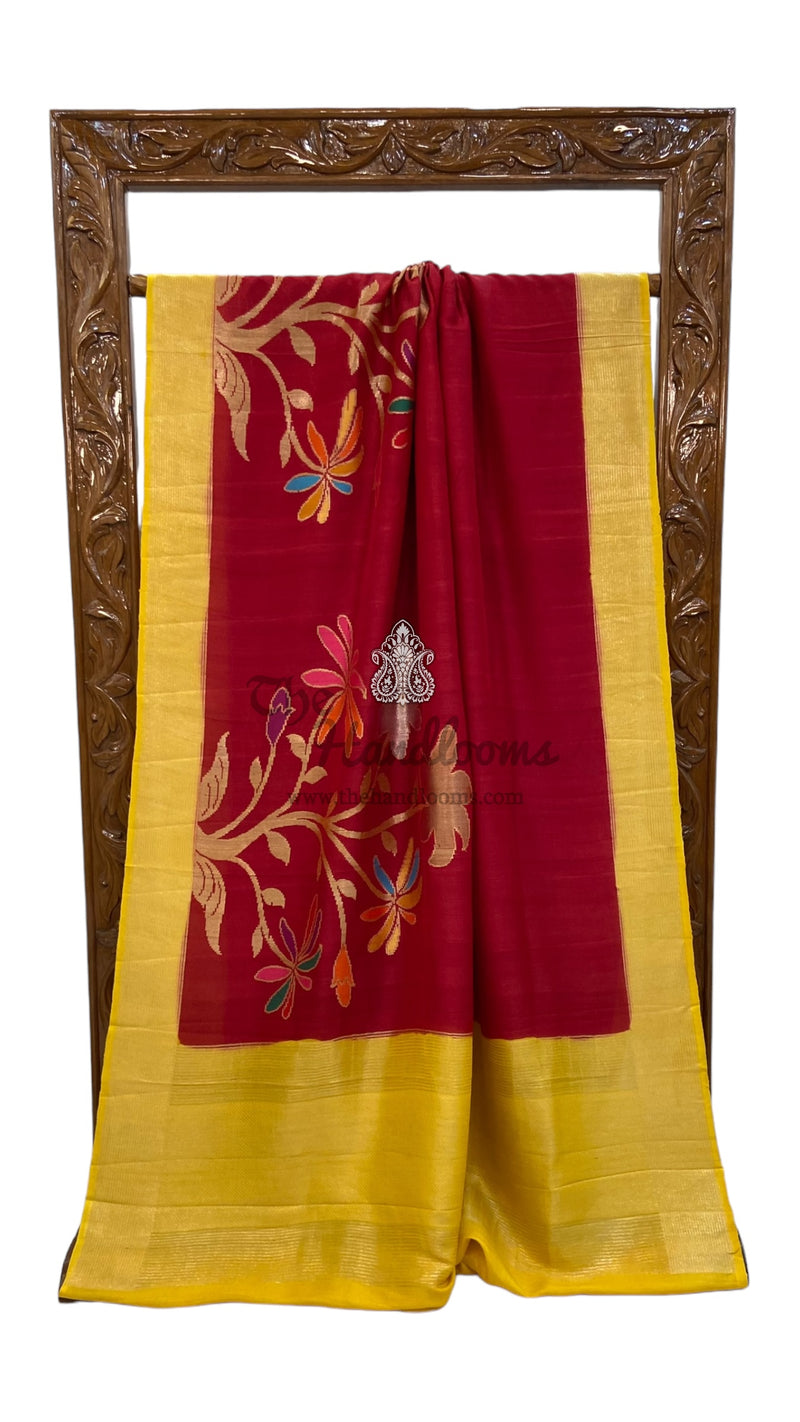 Pure Desi Tussar Handloom Banarasi Saree - All over kadua Weaving - The Handlooms