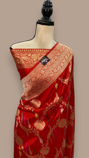 Pure Katan Silk Banarasi Handloom Saree - All over Sona Roopa kadiyal Jaal work - The Handlooms