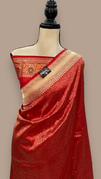 Pure Katan Silk Banarasi Handloom Saree - Tanchui Brocade With Meenakari