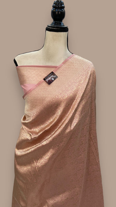 Onion Pink Pure Katan Silk Banarasi Handloom Saree - Tanchui Brocade