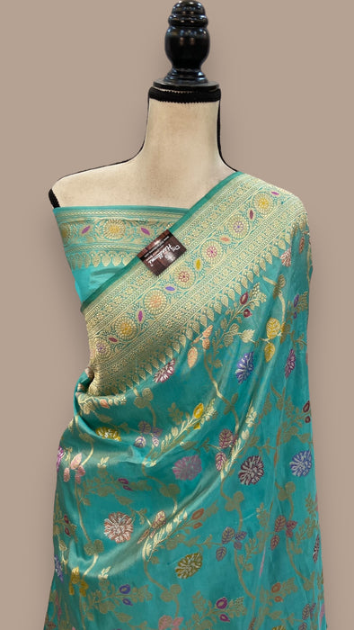 Pure Katan Silk Banarasi Handloom Saree - All over Sona Roopa kadiyal Jaal work