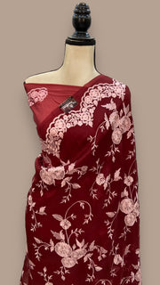 Pure Organza Chikankari Handloom Banarasi Saree - The Handlooms