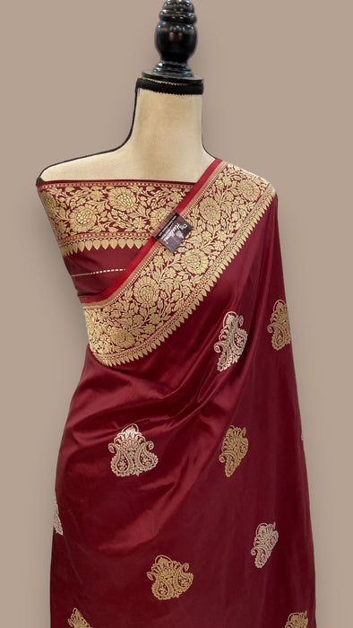 Pure Katan Silk Banarasi Handloom Saree - All over Sona Roopa Kadua motifs