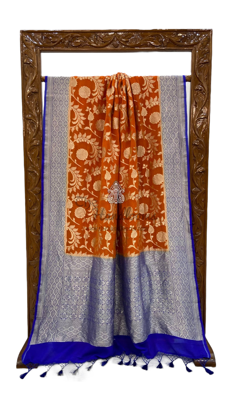 Pure Khaddi Georgette Handloom Banarasi Saree - Water zari - The Handlooms
