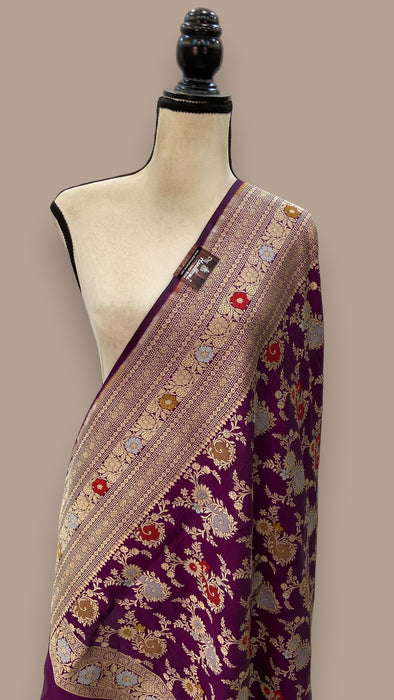 Pure Katan Silk Handloom Dupatta with  meenakari