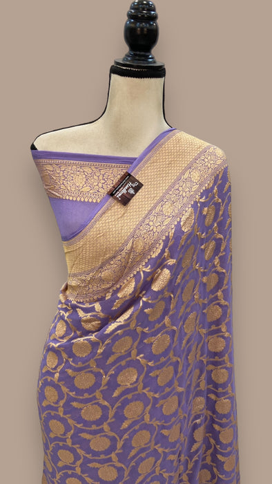 Khaddi Georgette Banarasi Saree - Gold zari