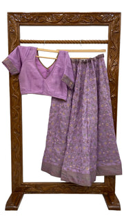 Pure Butter Crepe Handloom Banarasi Lehenga - Stitched - The Handlooms