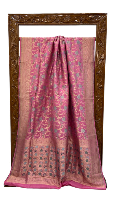 Pure Katan Silk Banarasi Handloom Saree - All over Jaal work - With Meenakari