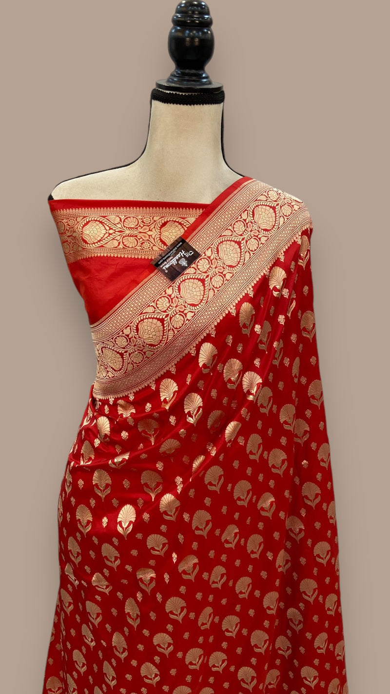 Pure Katan Silk Banarasi Handloom Saree - All over Jaal work - The Handlooms