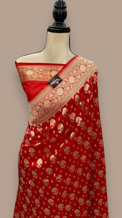 Pure Katan Silk Banarasi Handloom Saree - All over Jaal work