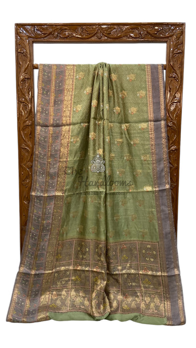 Pure Mango Silk Banarasi Handloom Reshmi Zari Saree With Digital Print