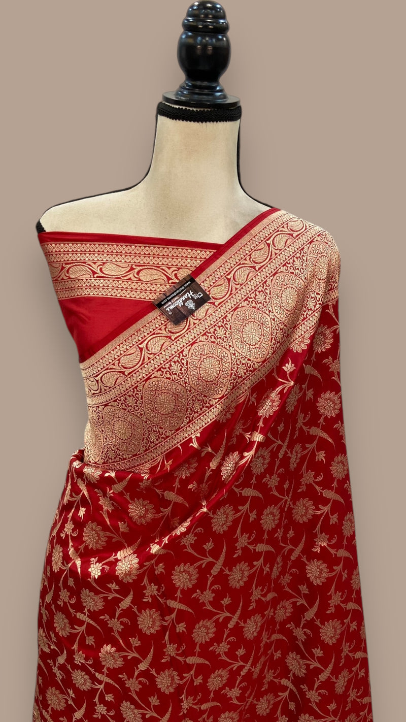 Pure Katan Silk Banarasi Handloom Saree - All over jaal work - The Handlooms