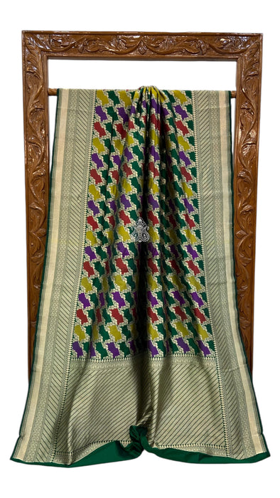 Pure Katan Silk Banarasi Handloom Saree - All over Jaal work - With Meenakari