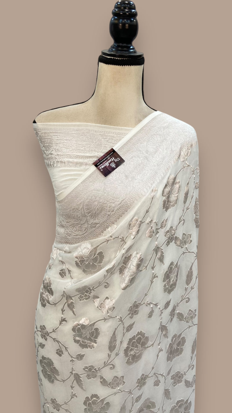 Khaddi Georgette Handloom Banarasi Saree - The Handlooms