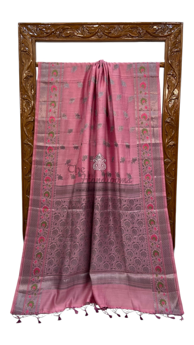 Pink Pure Chanderi Handloom Banarasi Saree - The Handlooms