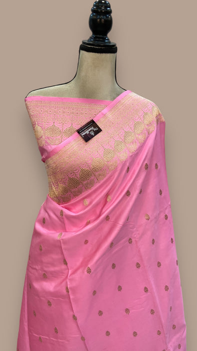 Pure Satan Silk Banarasi Handloom Saree - All over Kadua motifs