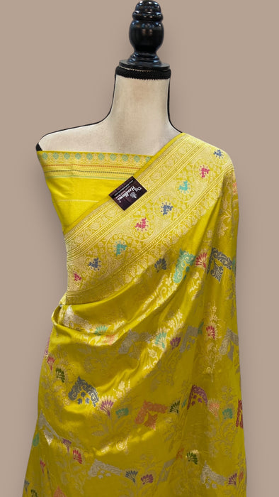 Pure Katan Silk Banarasi Handloom Saree - All over Sona Roopa kadiyal Jaal work