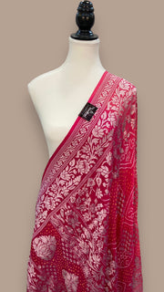 Pure Georgette Banarasi Bandhej Handloom Dupatta - The Handlooms