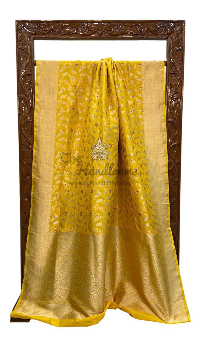 Pure Katan Silk Banarasi Handloom Saree - All over Jaal work with Meenakari - The Handlooms