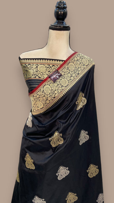 Pure Katan Silk Banarasi Handloom Saree - All over Sona Roopa Kadua motifs