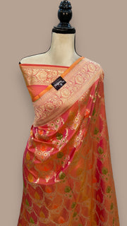 Pure Katan Silk Banarasi Handloom Saree - All over Jaal work - With Meenakari - The Handlooms