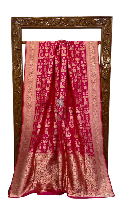 Pure Katan Silk Banarasi Handloom Saree - All over jaal work