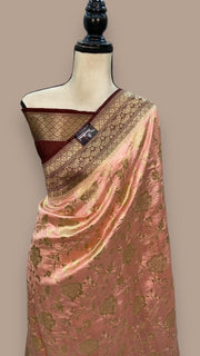 Pure Dupion Silk Banarasi Saree - Gold Zari - The Handlooms