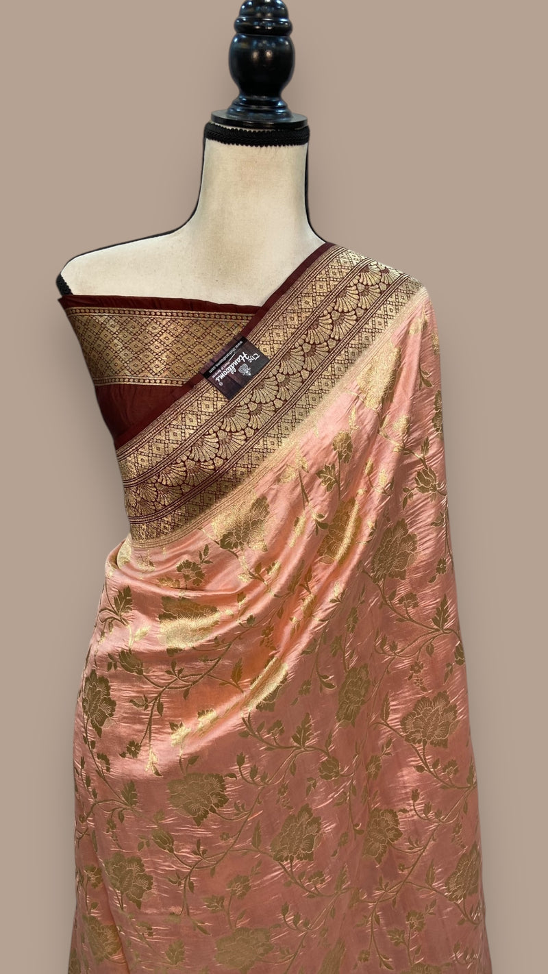 Pure Dupion Silk Banarasi Saree - Gold Zari - The Handlooms