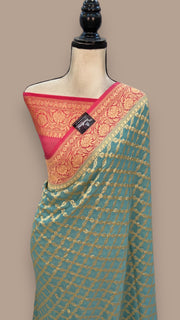 Pure Khaddi Georgette Banarasi Saree -  Gold zari - The Handlooms