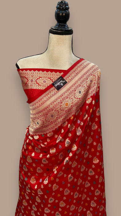 Pure Katan Silk Banarasi Handloom Saree - All over Sona Roopa Jaal work