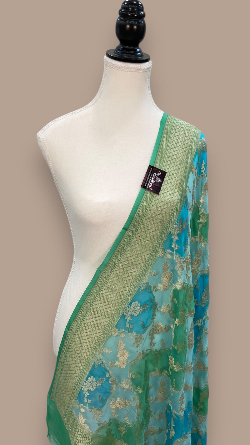 Khaddi Georgette Handloom Banarasi Dupatta - The Handlooms