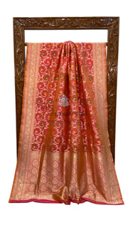 Pure Katan Silk Banarasi Handloom Saree - All over Jaal work - With Meenakari - The Handlooms