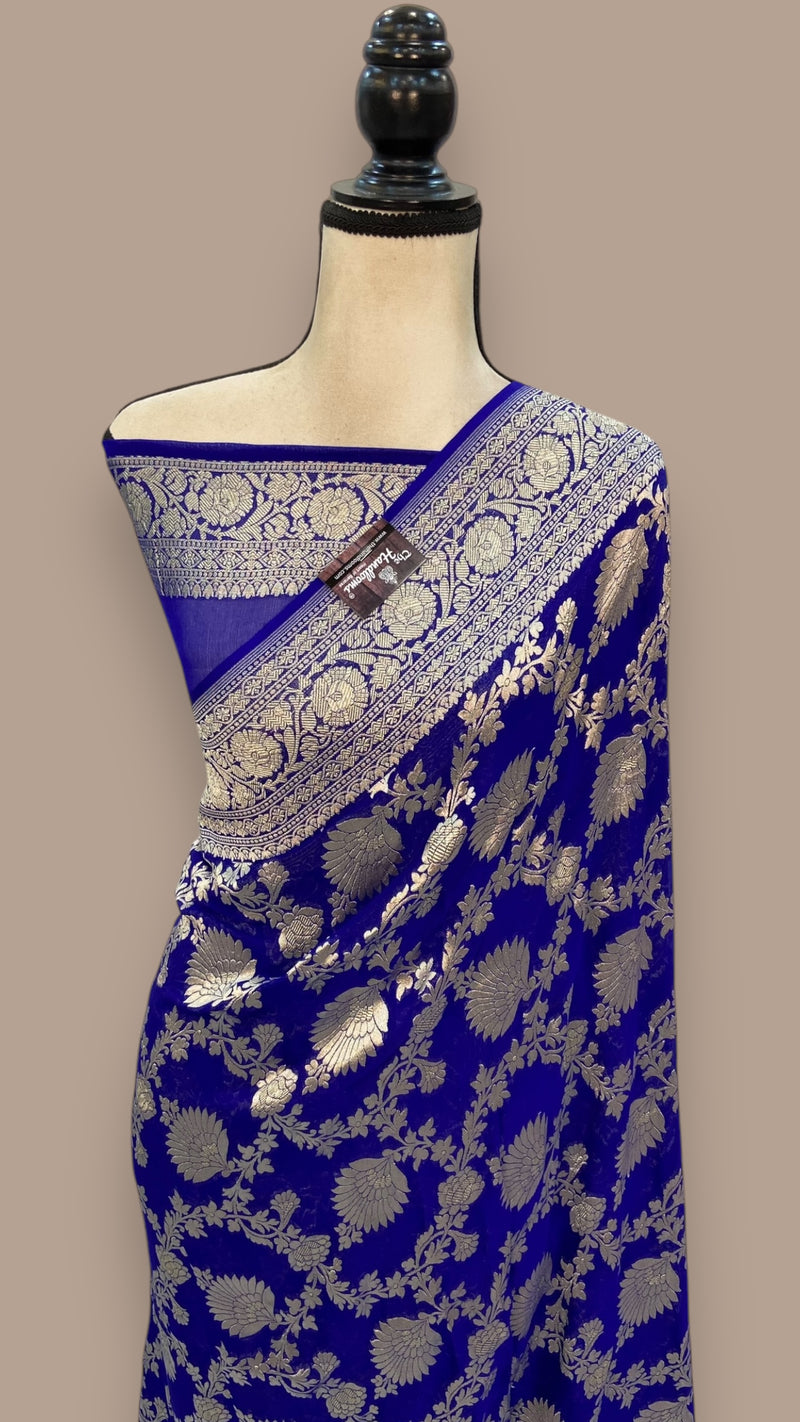 Khaddi Georgette Handloom Banarasi Saree - The Handlooms