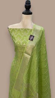 Pure Chanderi Cotton Banarasi Dress material - The Handlooms