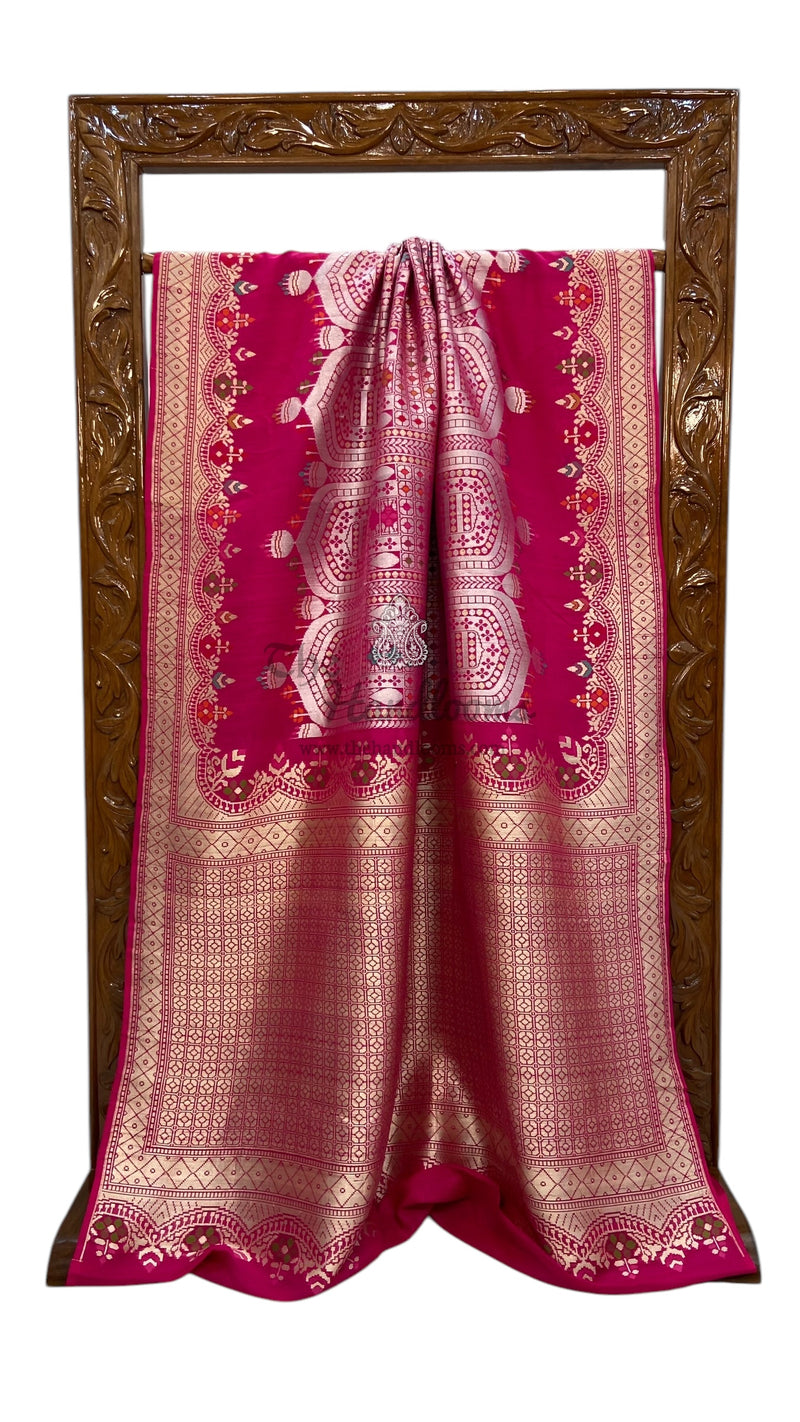 Tussar Georgette Handloom Banarasi Saree - Paithani Border - The Handlooms