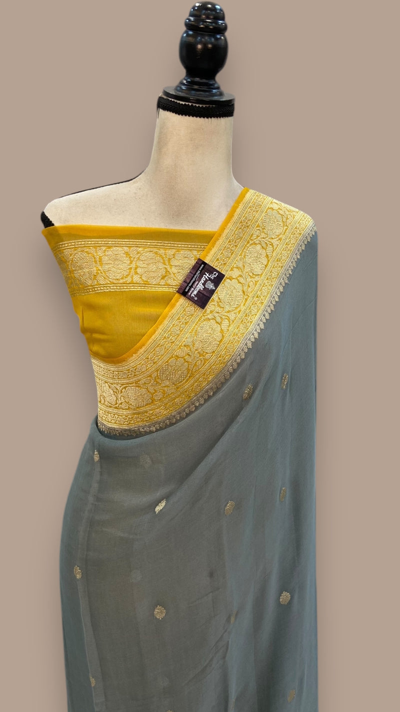 Pure Georgette Banarasi Saree Water zari - The Handlooms