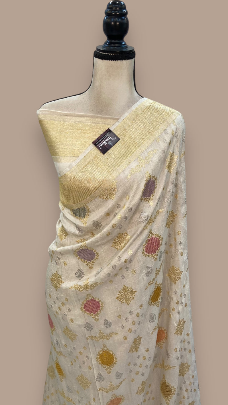 Pure Tussar Handloom Banarasi Saree - All over kadua Weaving - The Handlooms