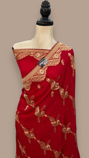 Pure Khaddi Crepe Silk Banarasi Saree - The Handlooms