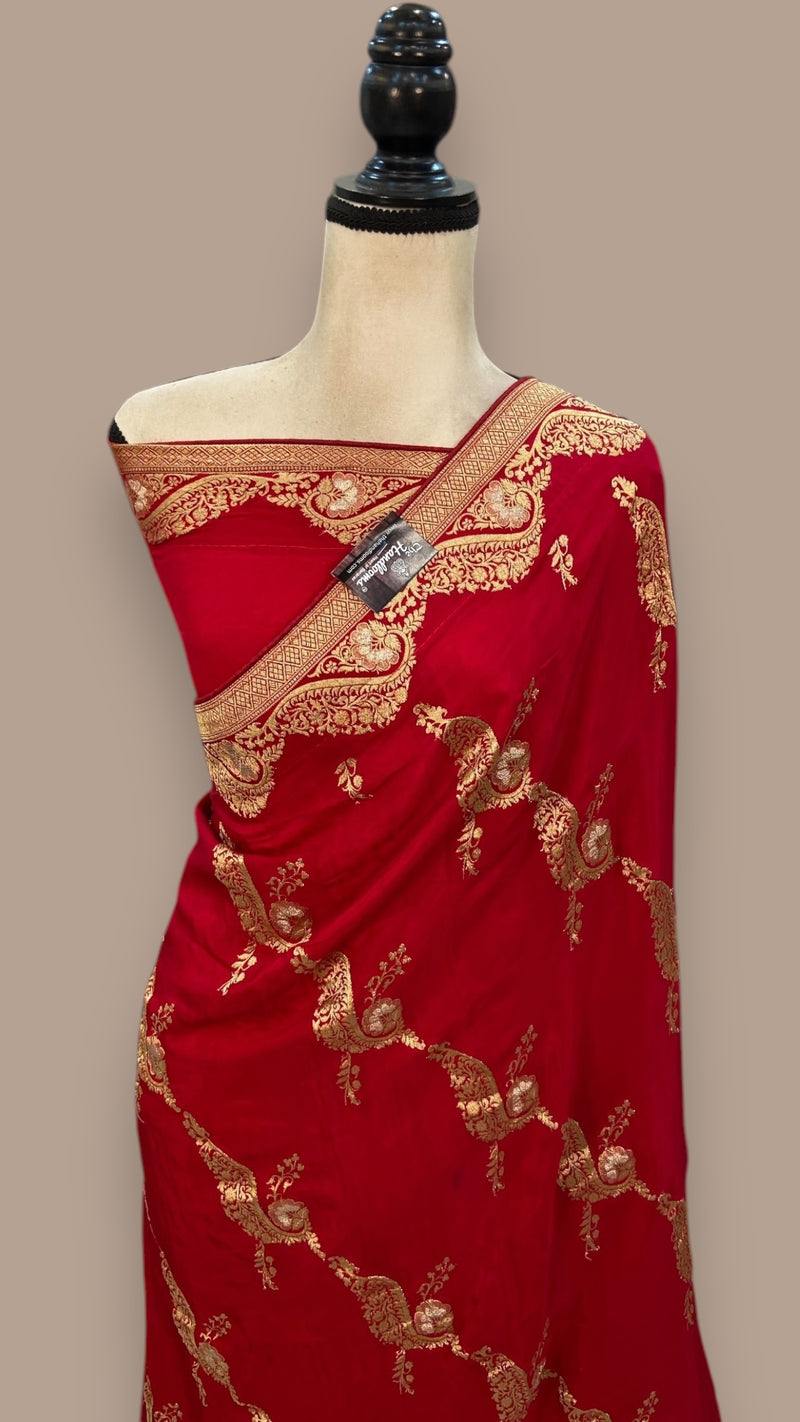 Pure Khaddi Crepe Silk Banarasi Saree - The Handlooms