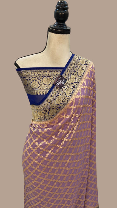 Pure Khaddi Georgette Banarasi Saree -  Gold zari