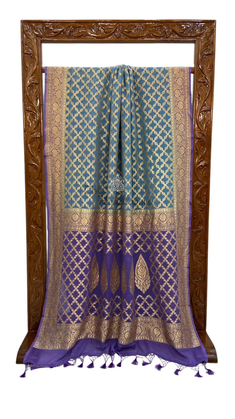 Pure Khaddi Georgette Banarasi Saree -  Gold zari - The Handlooms