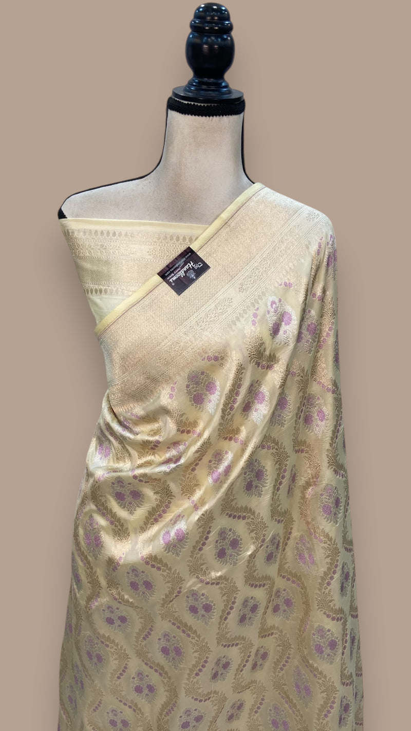 Nita Ambani Pure Katan Silk Banarasi Handloom Saree - All over Jaal work - With Meenakari - The Handlooms